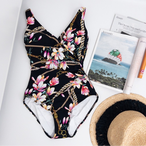 GOTTEX . Amalfi Coast Floral Wrap-Effect One-Piece Swimsuit - Picture 1 of 16